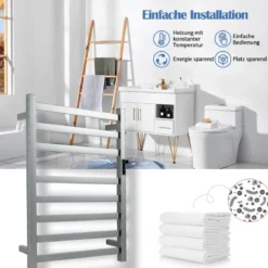 Elektrischer Handtuchwärmer mit 8 Stunden Timer & Überhitzungsschutz & Wasserdicht 50 x 11 x 70 cm