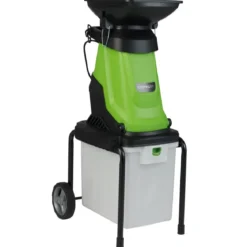Elektrischer Häcksler 3000 W Gartenhäcksler mit 50 L Auffangbehälter 45 mm Schnittdurchmesser Einfülltrichter Räder Grün