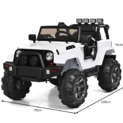 Elektrischer Jeep 12 V Kinderauto mit 2, 4 G-Fernbedienung Elektroauto mit Musik Weiß