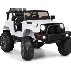 Elektrischer Jeep 12 V Kinderauto mit 2, 4 G-Fernbedienung Elektroauto mit Musik Weiß