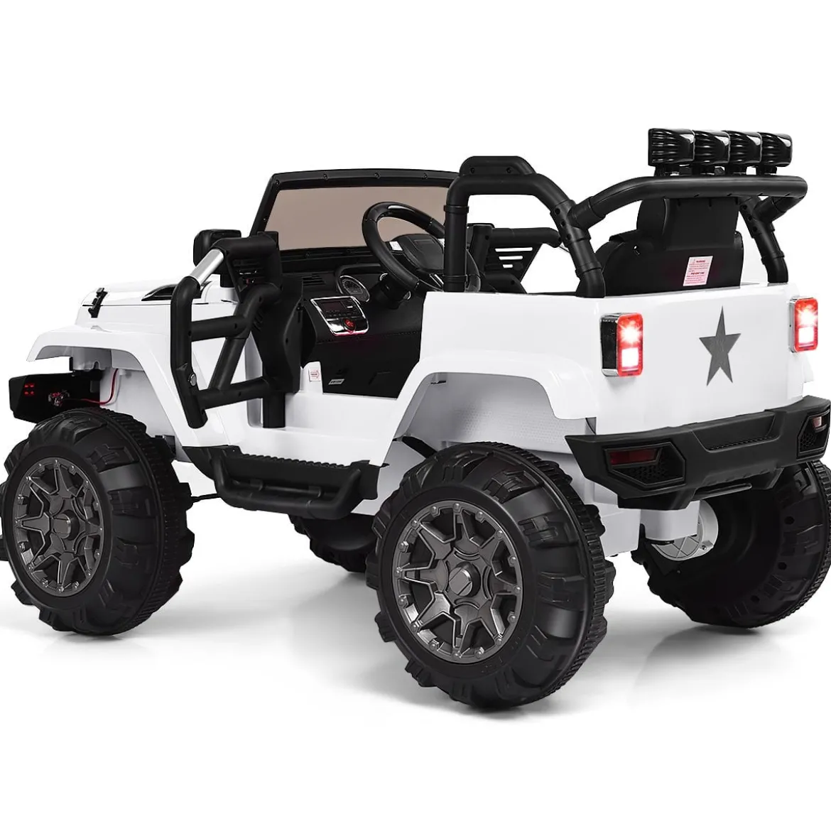 Elektrischer Jeep 12 V Kinderauto mit 2, 4 G-Fernbedienung Elektroauto mit Musik Weiß