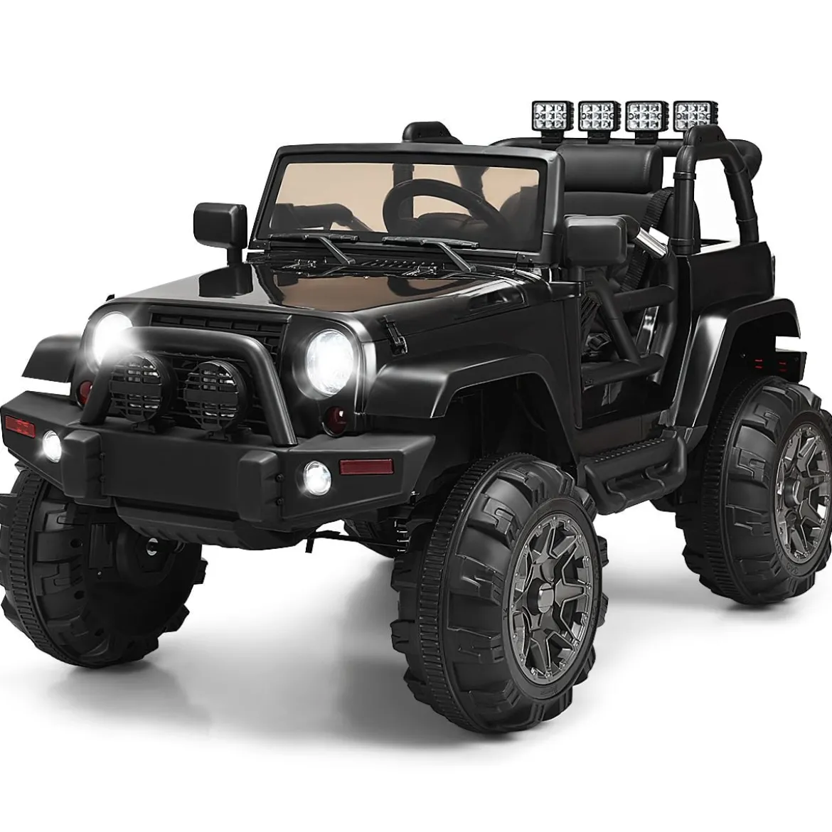 Elektrischer Jeep 12 V Kinderauto mit 2,4 G-Fernbedienung Elektroauto mit Musik Schwarz