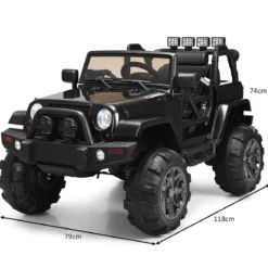 Elektrischer Jeep 12 V Kinderauto mit 2,4 G-Fernbedienung Elektroauto mit Musik Schwarz