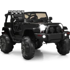Elektrischer Jeep 12 V Kinderauto mit 2,4 G-Fernbedienung Elektroauto mit Musik Schwarz