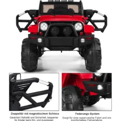 Elektrischer Jeep 12 V Kinderauto mit 2, 4 G-Fernbedienung Elektroauto mit Musik Rot