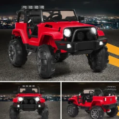 Elektrischer Jeep 12 V Kinderauto mit 2, 4 G-Fernbedienung Elektroauto mit Musik Rot