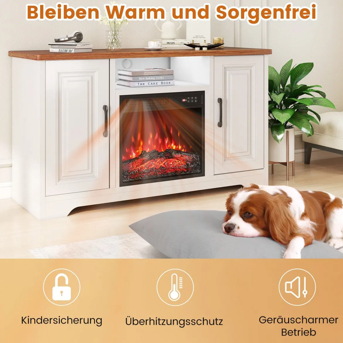 18" Elektrischer Kamineinsatz 750W/1500W Elektrokamin mit Fernbedienung Einbaukamin