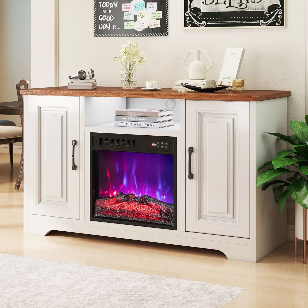 18" Elektrischer Kamineinsatz 750W/1500W Elektrokamin mit Fernbedienung Einbaukamin