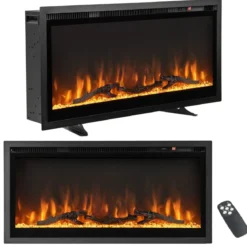 Elektrischer Kamin für Wandeinbau Wandmontage oder Freistehend 91,5 x 14 x 45 cm