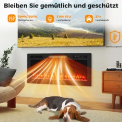 42'' Elektrischer Kamin 750W/1500W Einbaukamin mit APP WLAN-fähig & Fernbedienung Wandkamin