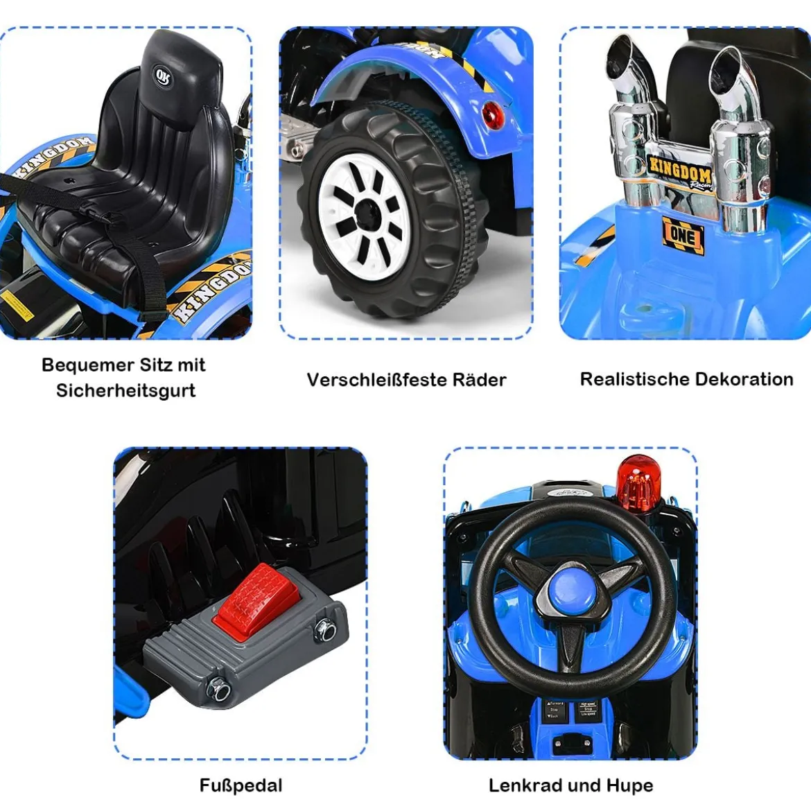 Elektrischer Kinder-Gabelstapler 12V batteriebetriebener Kinder-Bagger mit 2 Geschwindigkeiten Kinder-Auto Blau