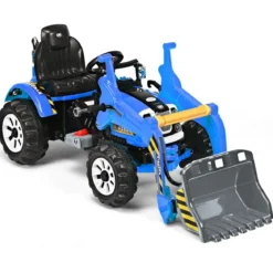 Elektrischer Kinder-Gabelstapler 12V batteriebetriebener Kinder-Bagger mit 2 Geschwindigkeiten Kinder-Auto Blau
