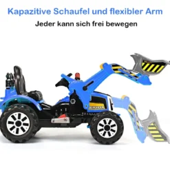 Elektrischer Kinder-Gabelstapler 12V batteriebetriebener Kinder-Bagger mit 2 Geschwindigkeiten Kinder-Auto Blau