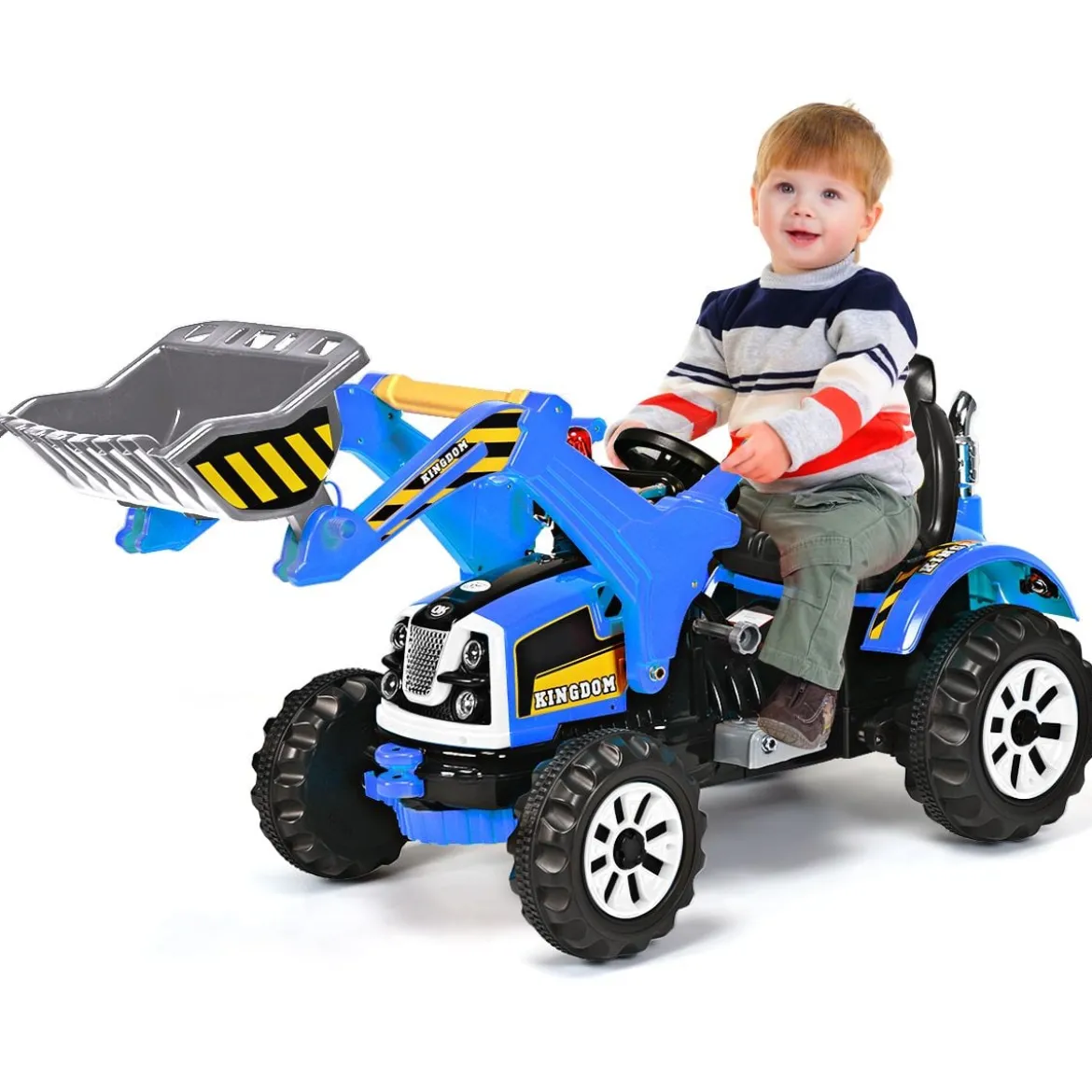 Elektrischer Kinder-Gabelstapler 12V batteriebetriebener Kinder-Bagger mit 2 Geschwindigkeiten Kinder-Auto Blau