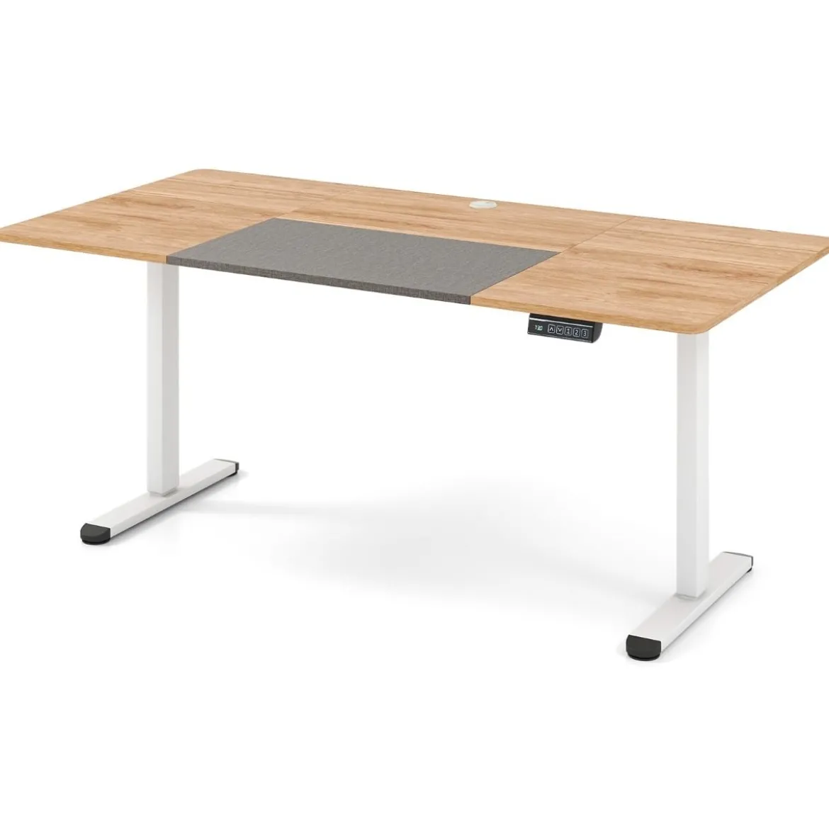 Elektrischer Stehschreibtisch 140 x 70 cm höhenverstellbarer Schreibtisch ergonomischer Sitz-Steh-Schreibtisch Beige/Braun/Natur