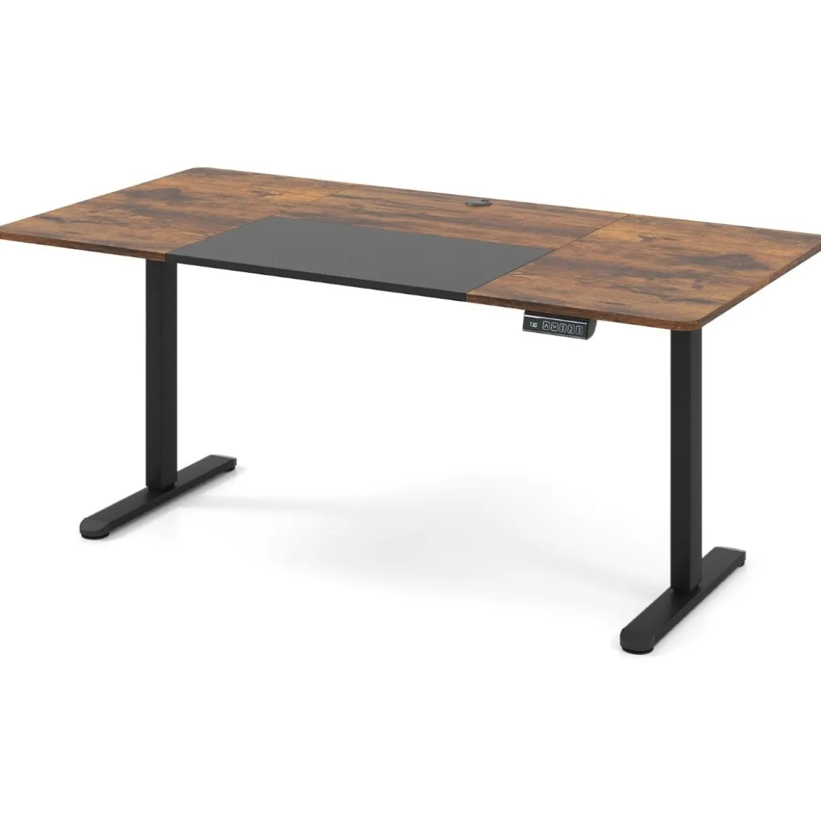 Elektrischer Stehschreibtisch 140 x 70 cm höhenverstellbarer Schreibtisch ergonomischer Sitz-Steh-Schreibtisch Beige/Braun/Natur