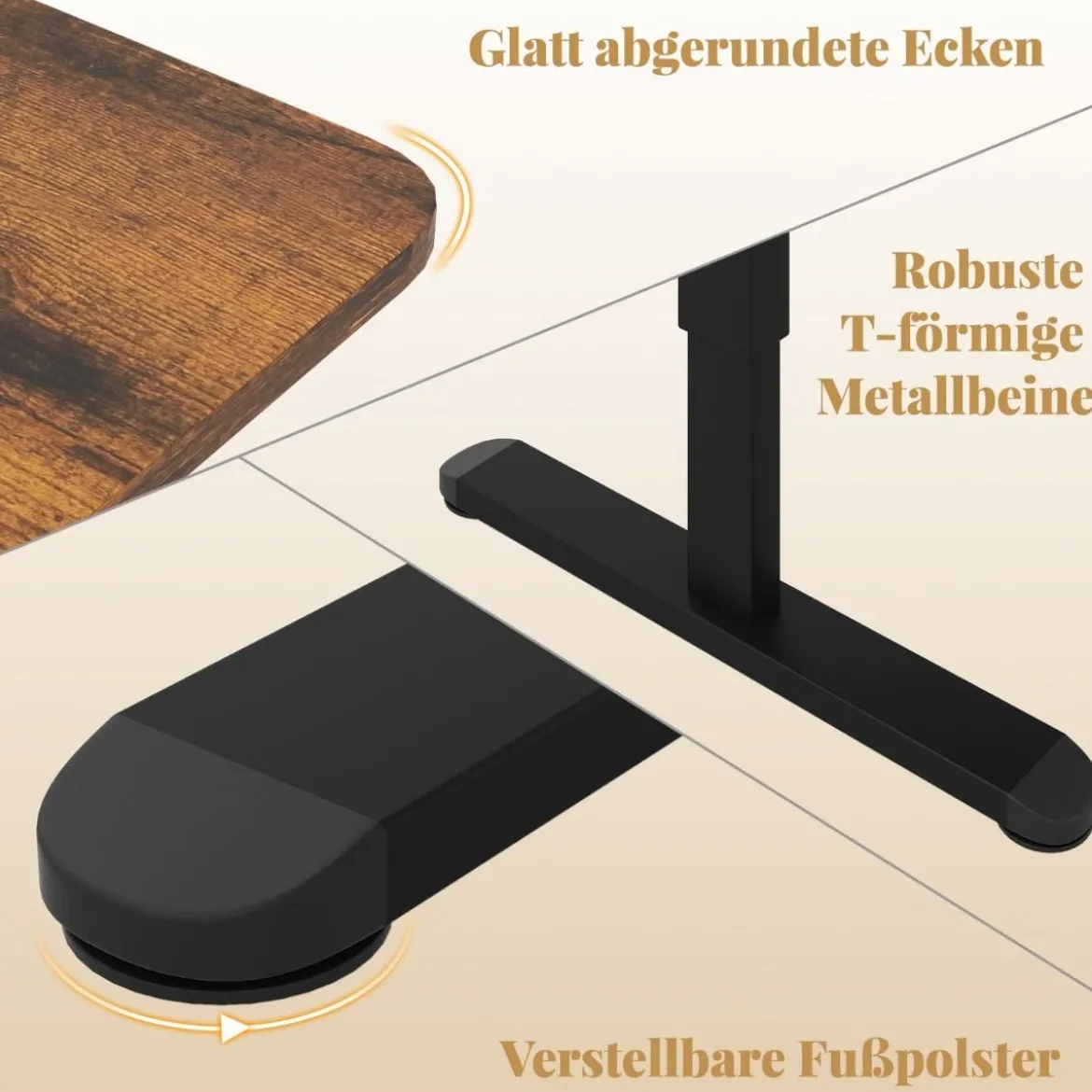 Elektrischer Stehschreibtisch 140 x 70 cm höhenverstellbarer Schreibtisch ergonomischer Sitz-Steh-Schreibtisch Beige/Braun/Natur