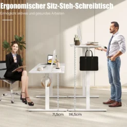 Elektrischer Stehschreibtisch mit 3 Memory-Höhen Sit Stand Schreibtisch Höhenverstellbarer Computertisch