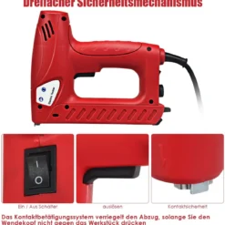 Elektrischer Tacker Nagler Elektrisches Nagelpistolen Kit mit 2000 Tackerklammern Rot