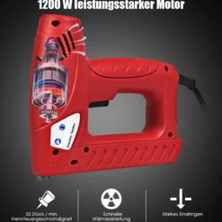 Elektrischer Tacker Nagler Elektrisches Nagelpistolen Kit mit 2000 Tackerklammern Rot