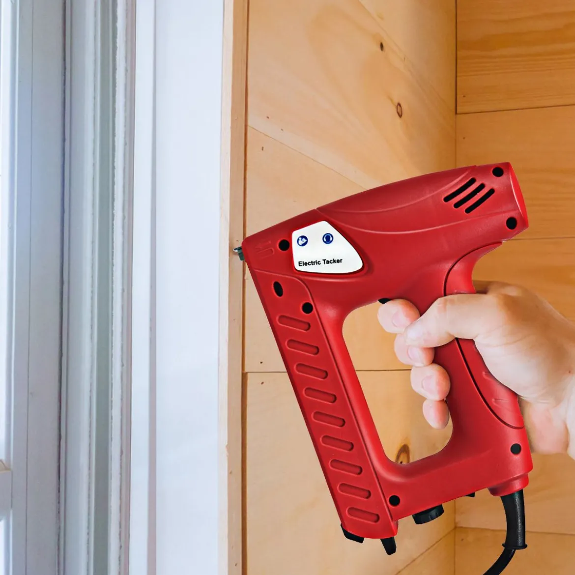 Elektrischer Tacker Nagler Elektrisches Nagelpistolen Kit mit 2000 Tackerklammern Rot