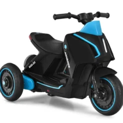 Elektrischer 6V Motorroller mit Lichtern Dreirad Kindermotorrad 80,5 x 41 x 51,5 cm Schwarz + Blau