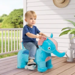 Elektrisches Aufsitzspielzeug in Tierform Plüschauto Spielzeugauto für Kinder ab 3 Jahre Blau