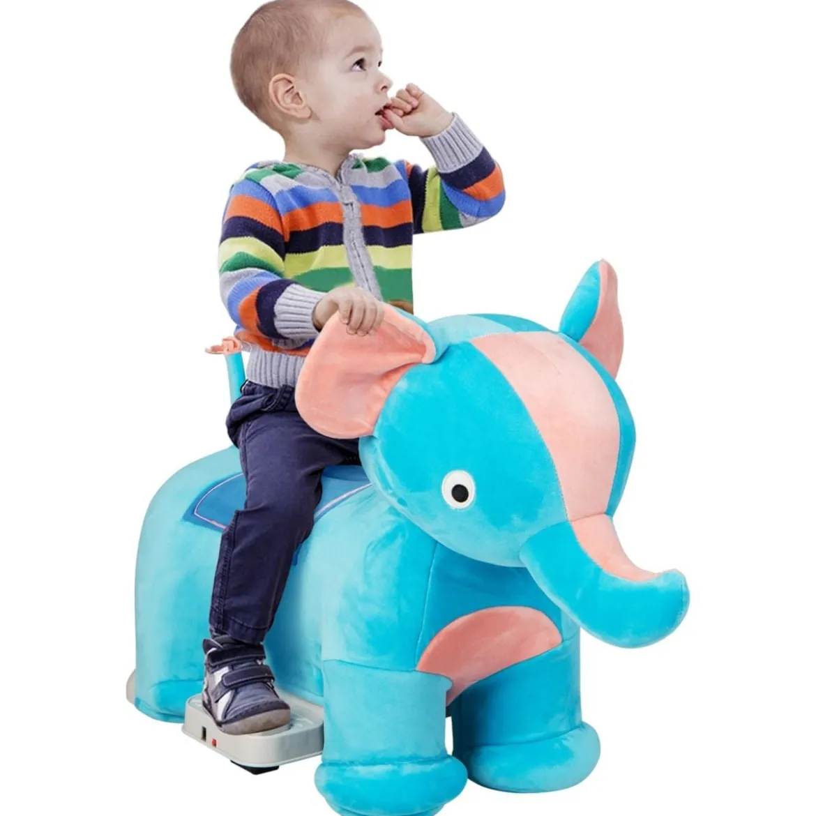 Elektrisches Aufsitzspielzeug in Tierform Plüschauto Spielzeugauto für Kinder ab 3 Jahre Blau