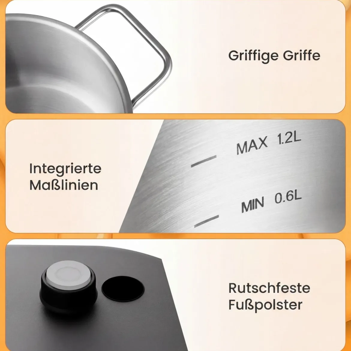 Elektrisches Fondue-Set 1200W Fonduetopf Set mit Abnehmbarem 3L Edelstahltopf
