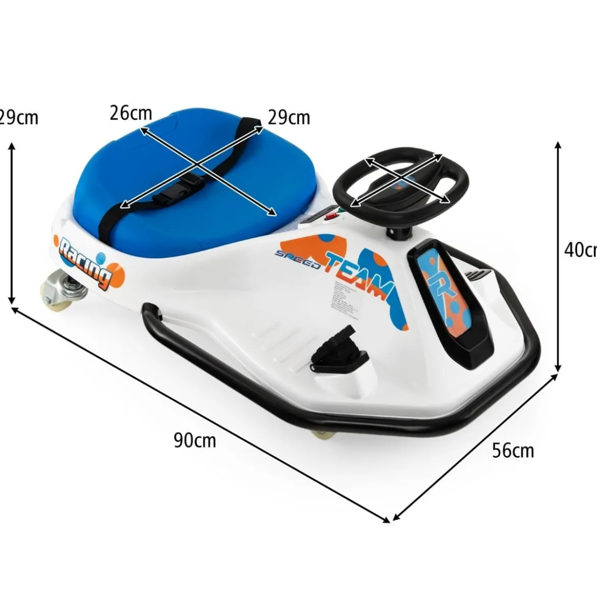 Elektrisches Gokart für Kinder 24-V-Driftauto für Kinder mit 360°-Drehung Rennauto für Kleinkinder Blau