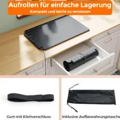 Elektrische Silikon Lebensmittel-Wärmematte mit Schneller Vollflächenheizung Rollbarer Schwarz 64 x 41 x 2 cm