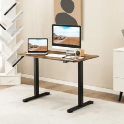 Elektrisches Stehpult Ergonomischer Computertisch verstellbarer PC-Tisch Braun