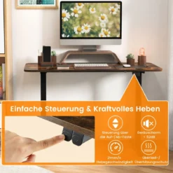 Elektrisches Stehpult Ergonomischer Computertisch verstellbarer PC-Tisch Braun