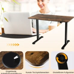 Elektrisches Stehpult Ergonomischer Computertisch verstellbarer PC-Tisch Braun