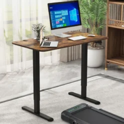 Elektrisches Stehpult Ergonomischer Computertisch verstellbarer PC-Tisch Braun