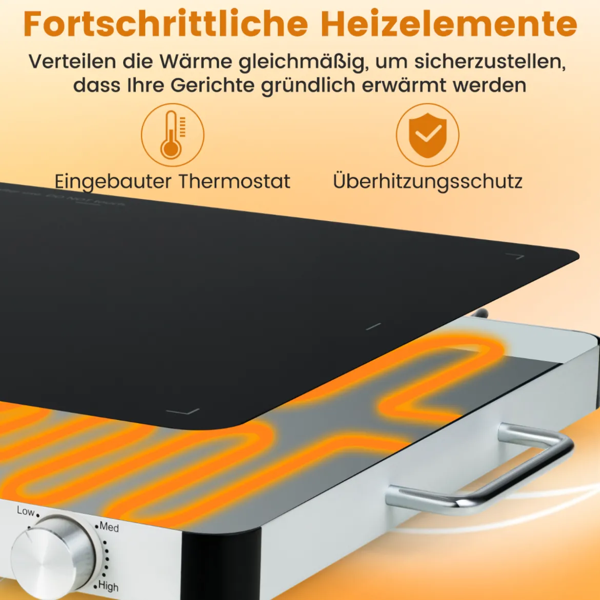 Elektrische Warmhalteplatte mit Einstellbarer Temperatur 30℃-120℃ & Gehärtete Glas