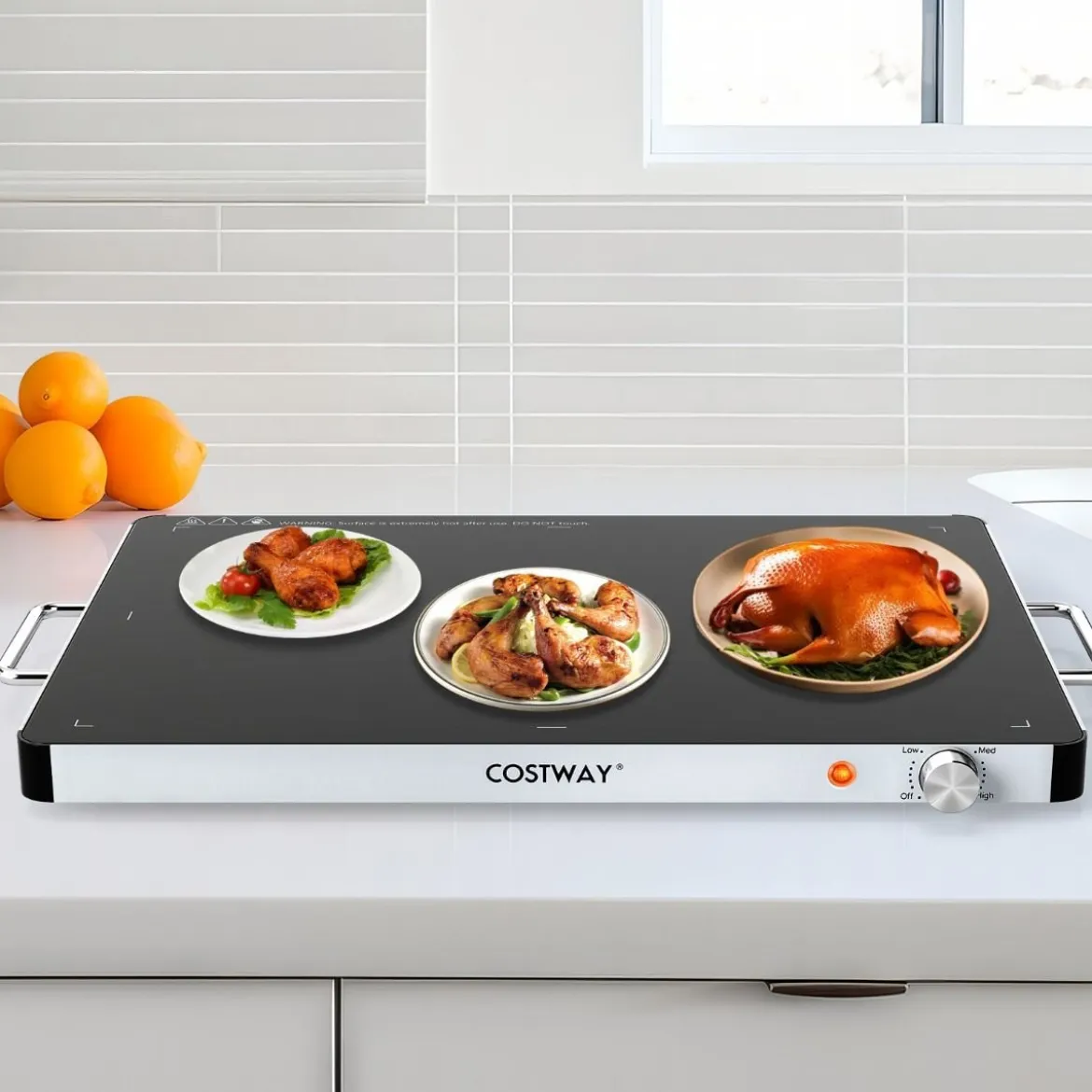 Elektrische Warmhalteplatte mit Einstellbarer Temperatur 30℃-120℃ & Gehärtete Glas