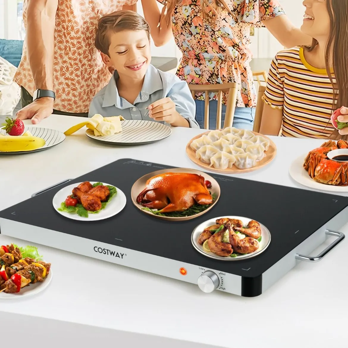 Elektrische Warmhalteplatte mit Einstellbarer Temperatur 30℃-120℃ & Gehärtete Glas