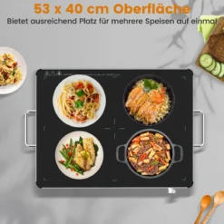 Elektrische Warmhalteplatte mit Einstellbarer Temperatur 30℃-120℃ & Gehärtete Glas