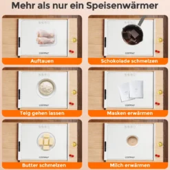 Elektrische Wärmematte Rollbare Warmhalteplatte Silikon Speisewärmer für Lebensmittel Weiß