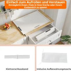 Elektrische Wärmematte Rollbare Warmhalteplatte Silikon Speisewärmer für Lebensmittel Weiß