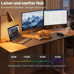 Elektrisch Höhenverstellbarer Schreibtisch mit Stabilem Metallgestell 160 x 60 cm Natur