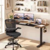 Elektrisch Höhenverstellbarer Schreibtisch mit Stabilem Metallgestell 160 x 60 cm Braun