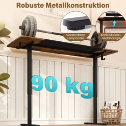 Elektrisch Höhenverstellbarer Schreibtisch mit Stabilem Metallgestell 160 x 60 cm Braun