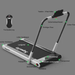 Elektrisch Laufband 1-12km/h LED Display Klappbar Heimtrainer Fitnessgerät 120kg Silber
