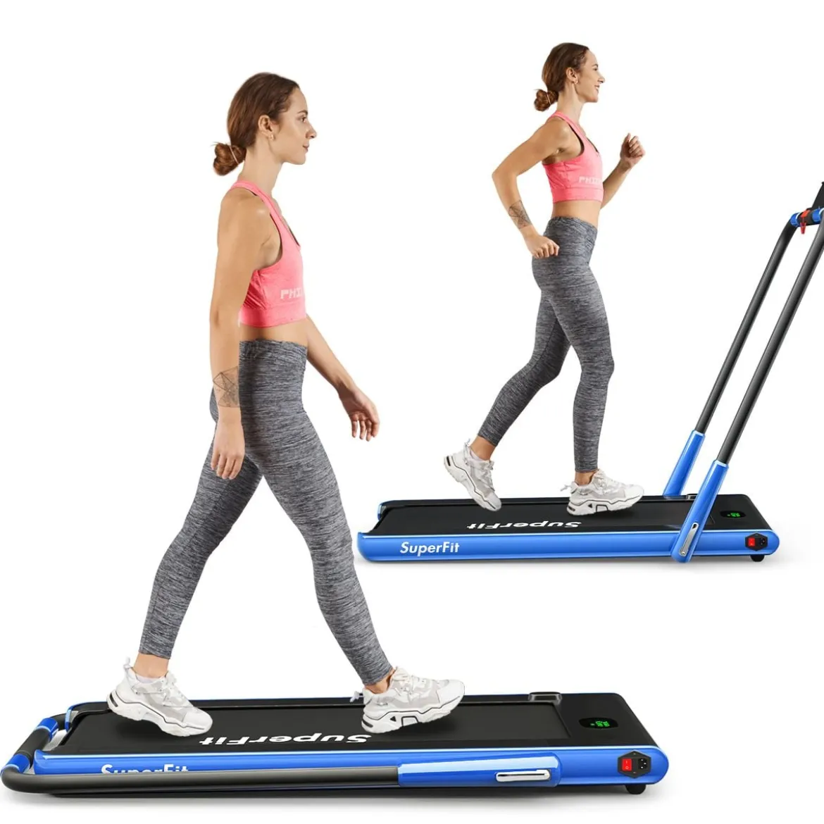Elektrisch Laufband 1-12km/h LED Display Klappbar Heimtrainer Fitnessgerät 120kg Navy