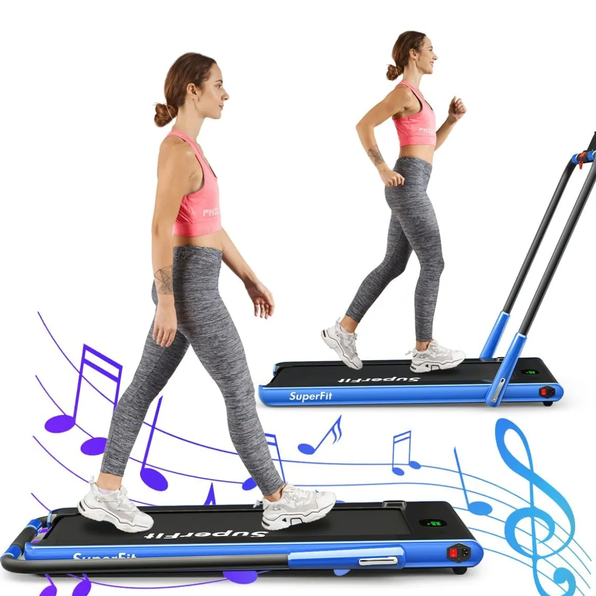 Elektrisch Laufband 1-12km/h LED Display Klappbar Heimtrainer Fitnessgerät 120kg Navy