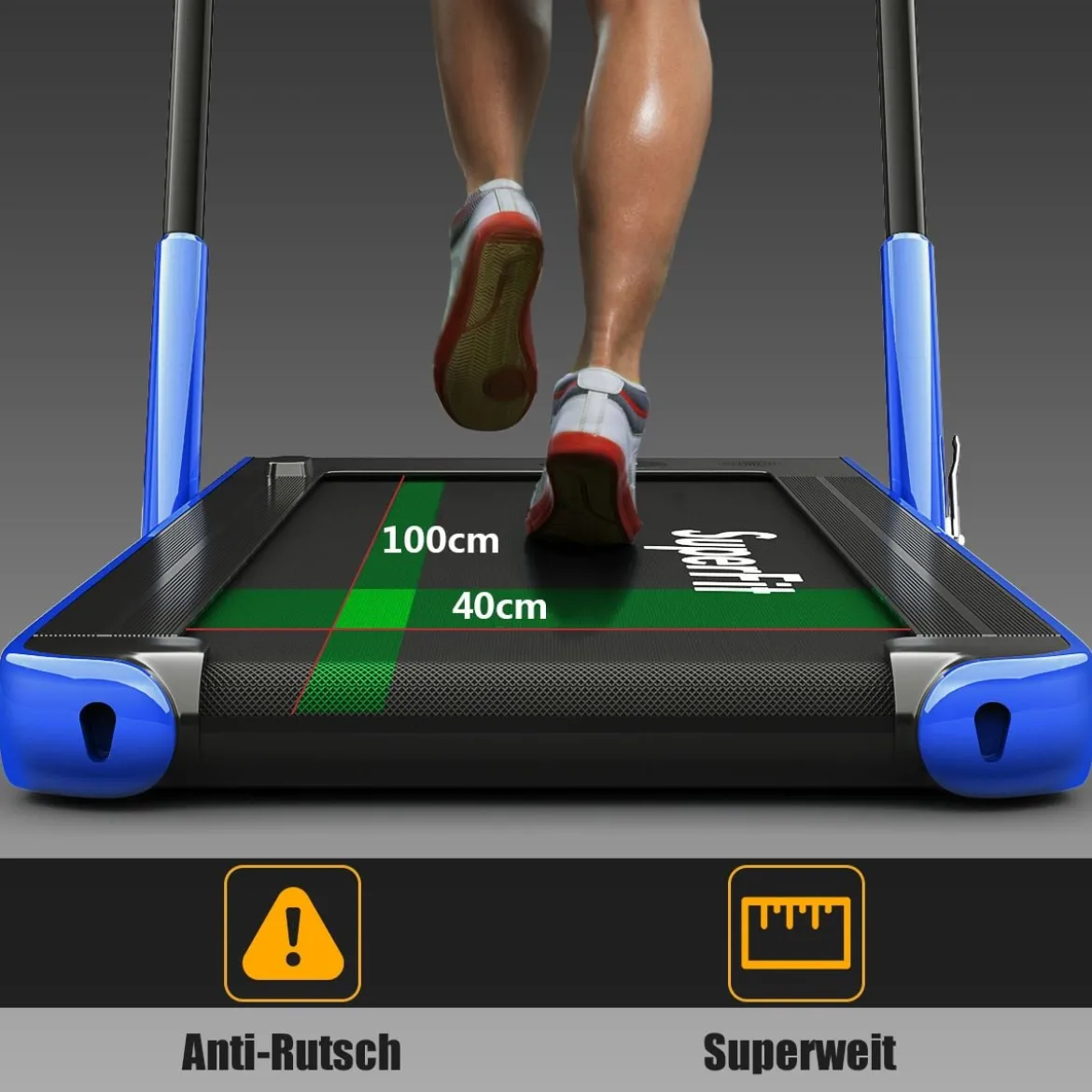 Elektrisch Laufband 1-12km/h LED Display Klappbar Heimtrainer Fitnessgerät 120kg Navy