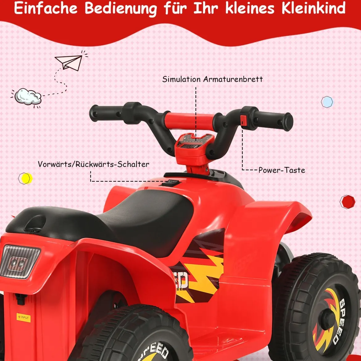 Elektroauto für Kinder Elektro Kinderquad Kindermotorrad 73 x 40 x 44,5 cm