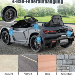 Elektroauto für Kinder Lamborghini Revuelto 12V Elektro Kinderauto mit LED Scheinwerfer Grau/Orange